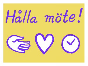 hålla möte - hand hjärta klocka